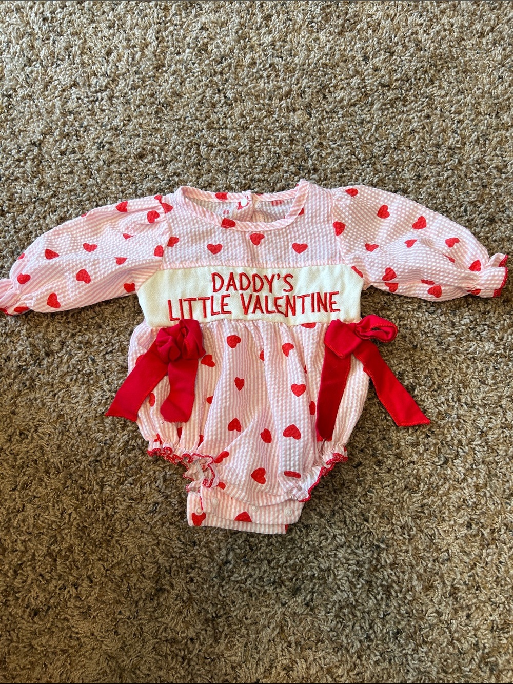 Source Unknown Pink and Red Heart Baby One-Piece